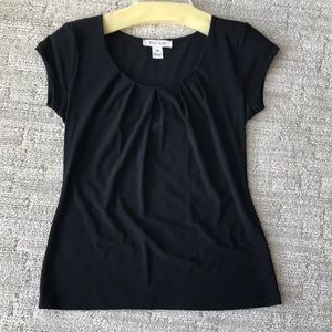 WHBM Black scoop top, XS. Gathered in at waist.